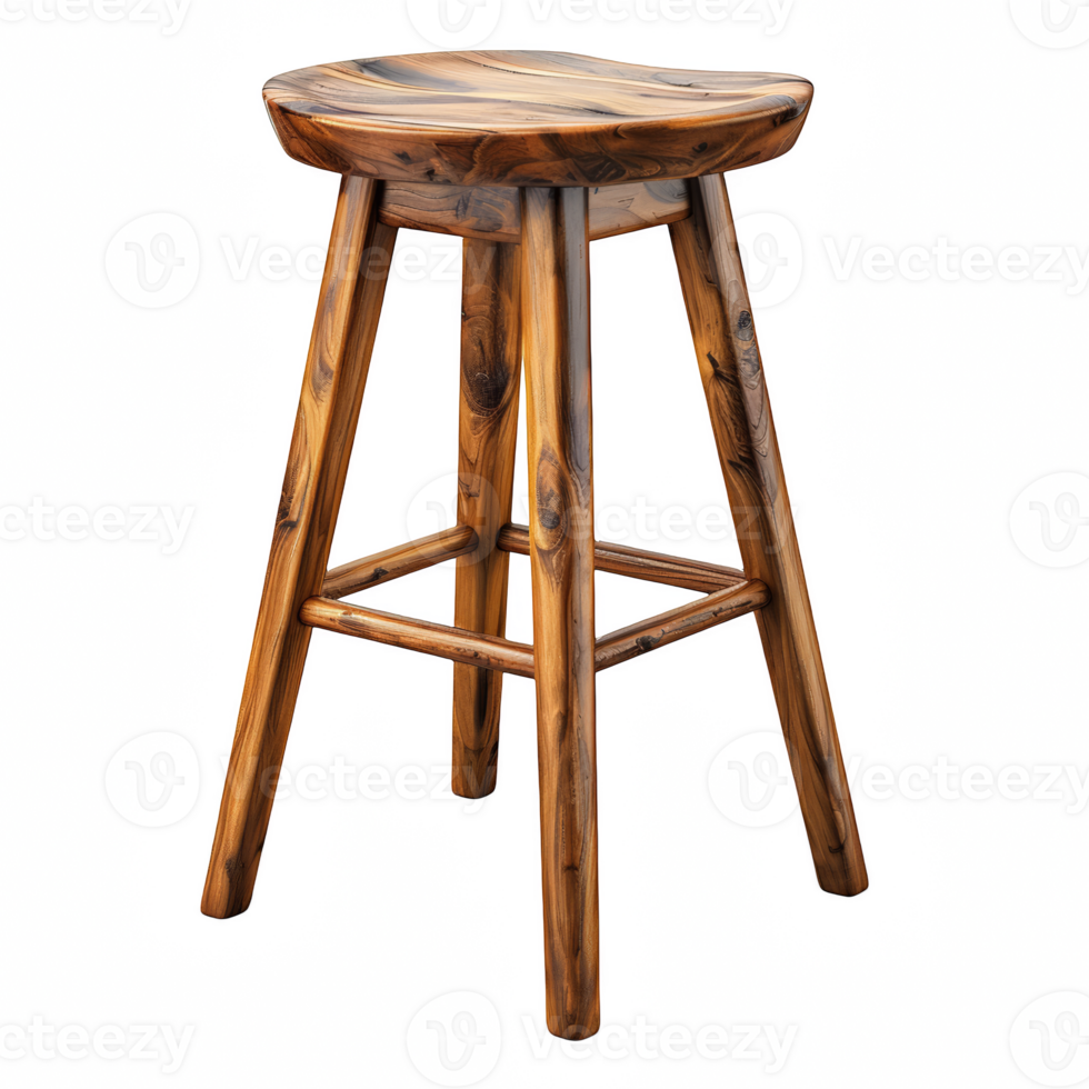 High wooden bar stool on transparent background png