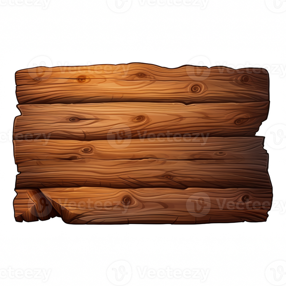 old rustic wooden sign board on transparent background png