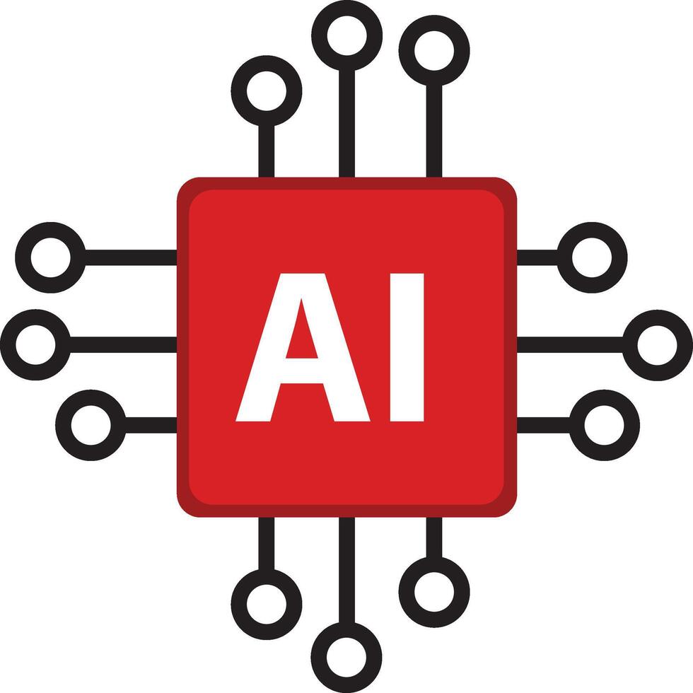 Artificial intelligence AI processor chip icon. Processor circuit ai line icon logo business technology symbol vector