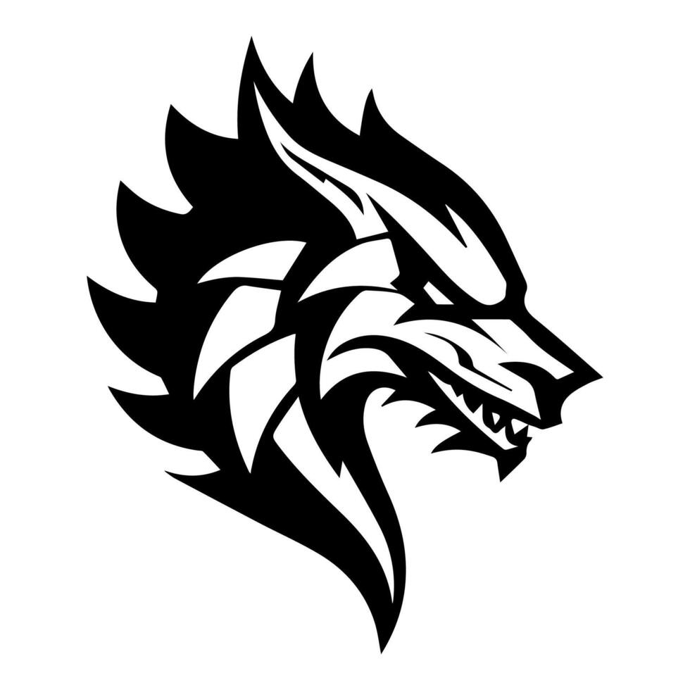 Dragon King logo or modern line icon. line art and icon design with bold outline. Black and white Pixel Perfect minimalistic symbol isolate white background. Creative logotype vector