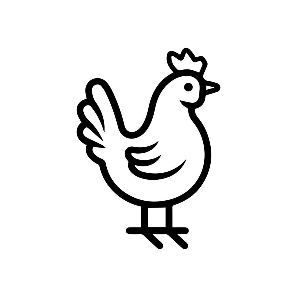 Chicken logo or modern line icon. line art and icon design with bold outline. Black and white Pixel Perfect minimalistic symbol isolate white background. Creative logotype vector