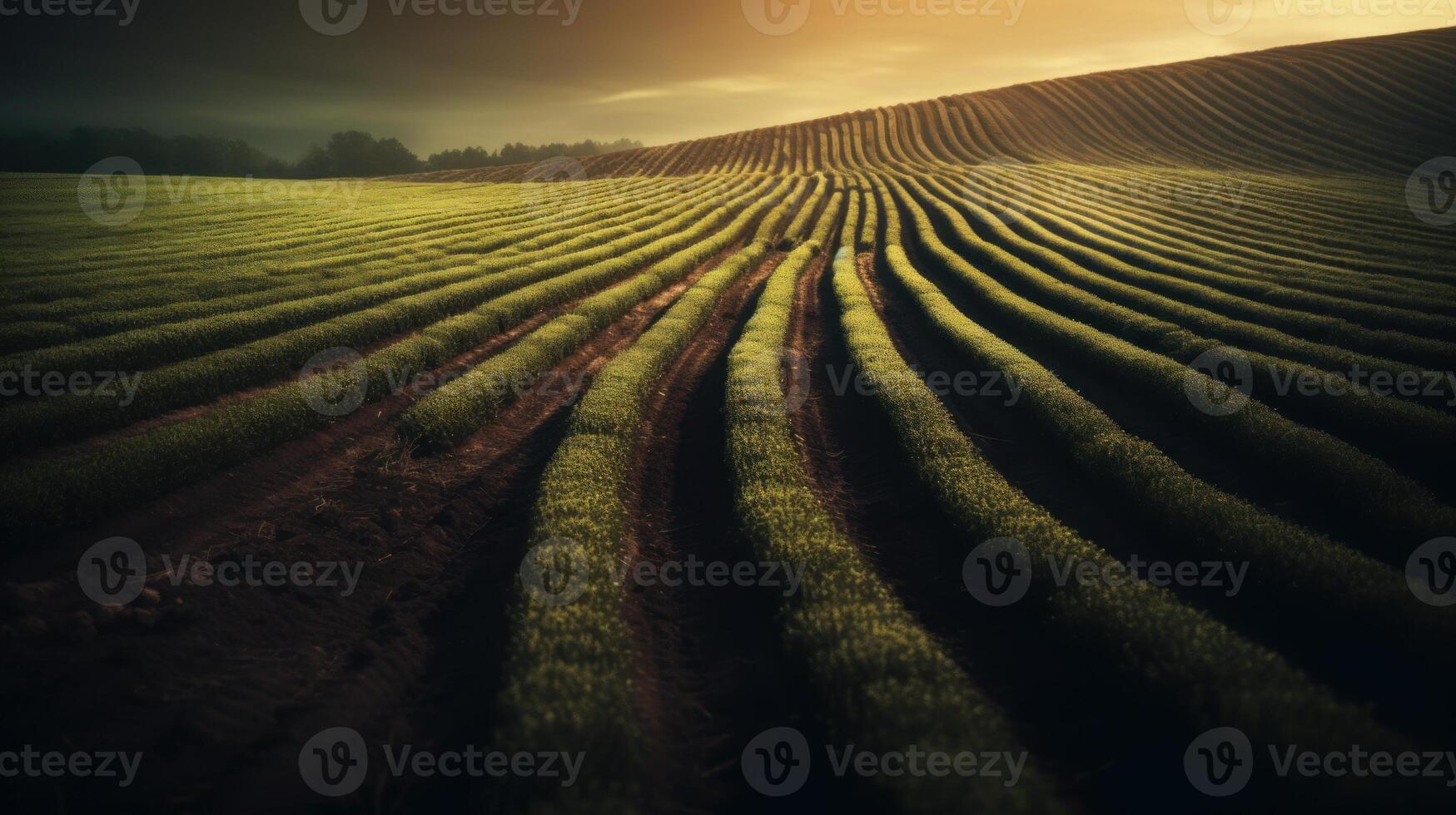 Agricultural landscape with breathtaking scenery and farm activities. . photo
