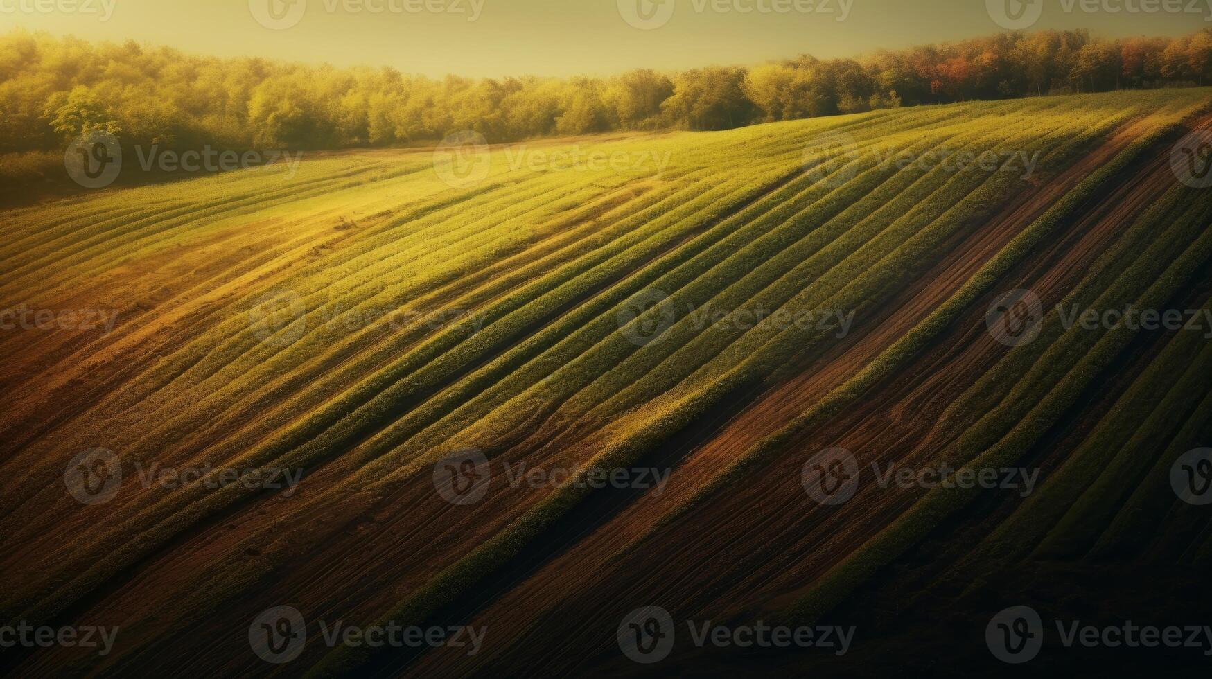 Agricultural landscape with breathtaking scenery and farm activities. . photo