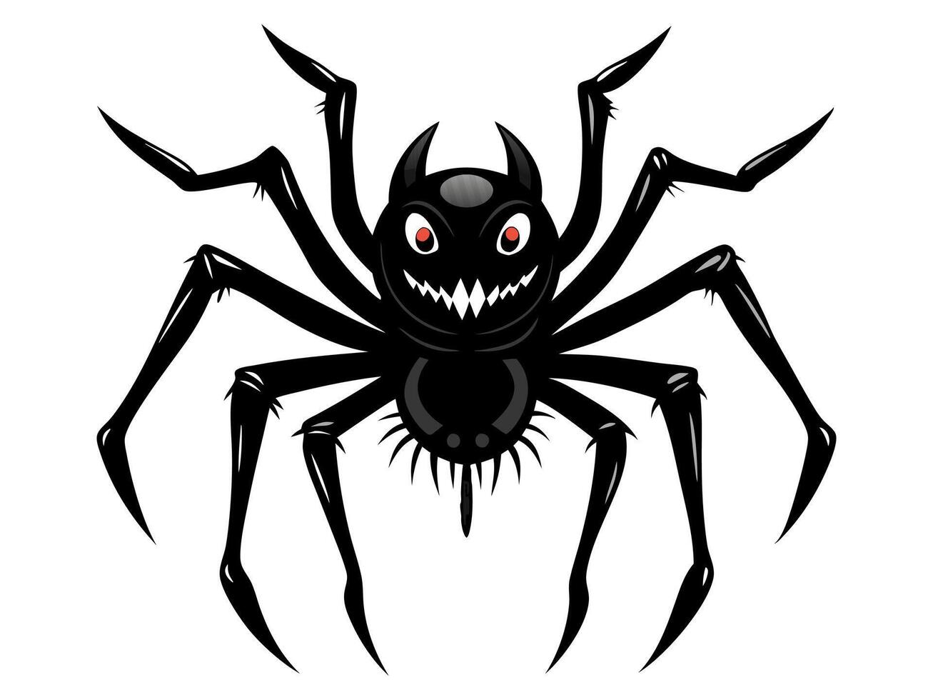 Cartoon creepy spider isolated on a white background. Concept of Halloween, arachnid, creepy creature, scary monster, colorful insect. Print, design element, illustration. vector