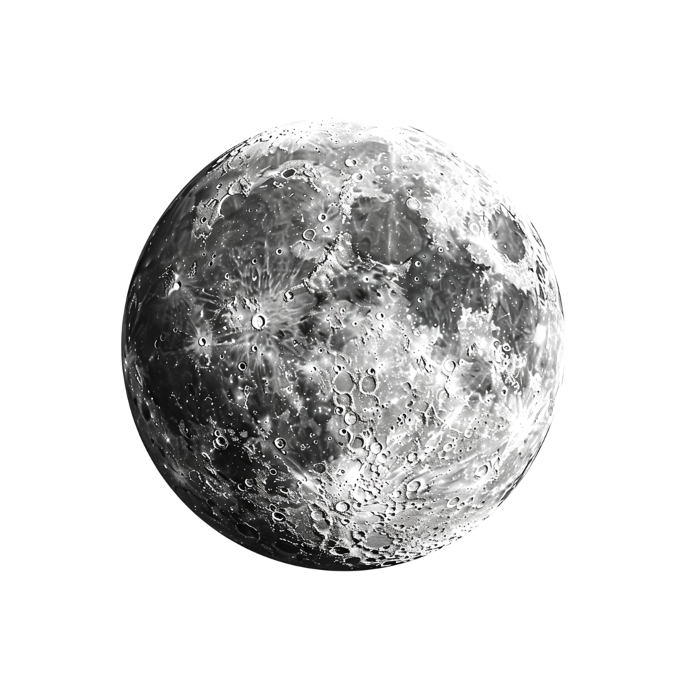 Cosmic Moon Element with Detailed Craters and Textures png