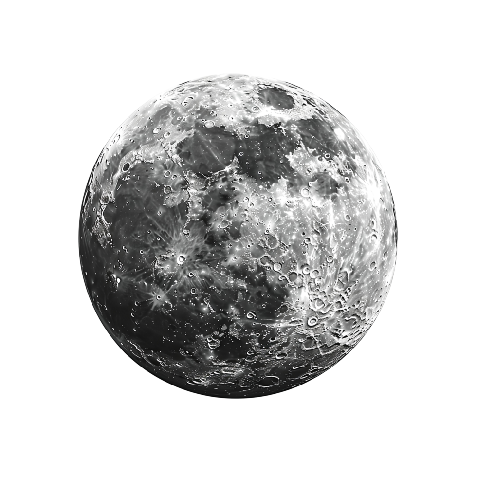 Cosmic Moon Element with Detailed Craters and Textures png