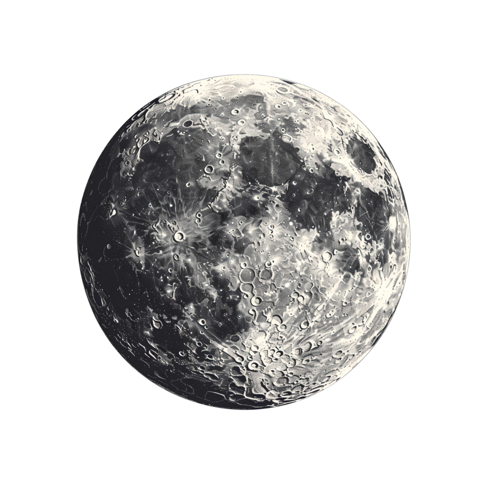 Cosmic Moon Element with Detailed Craters and Textures png