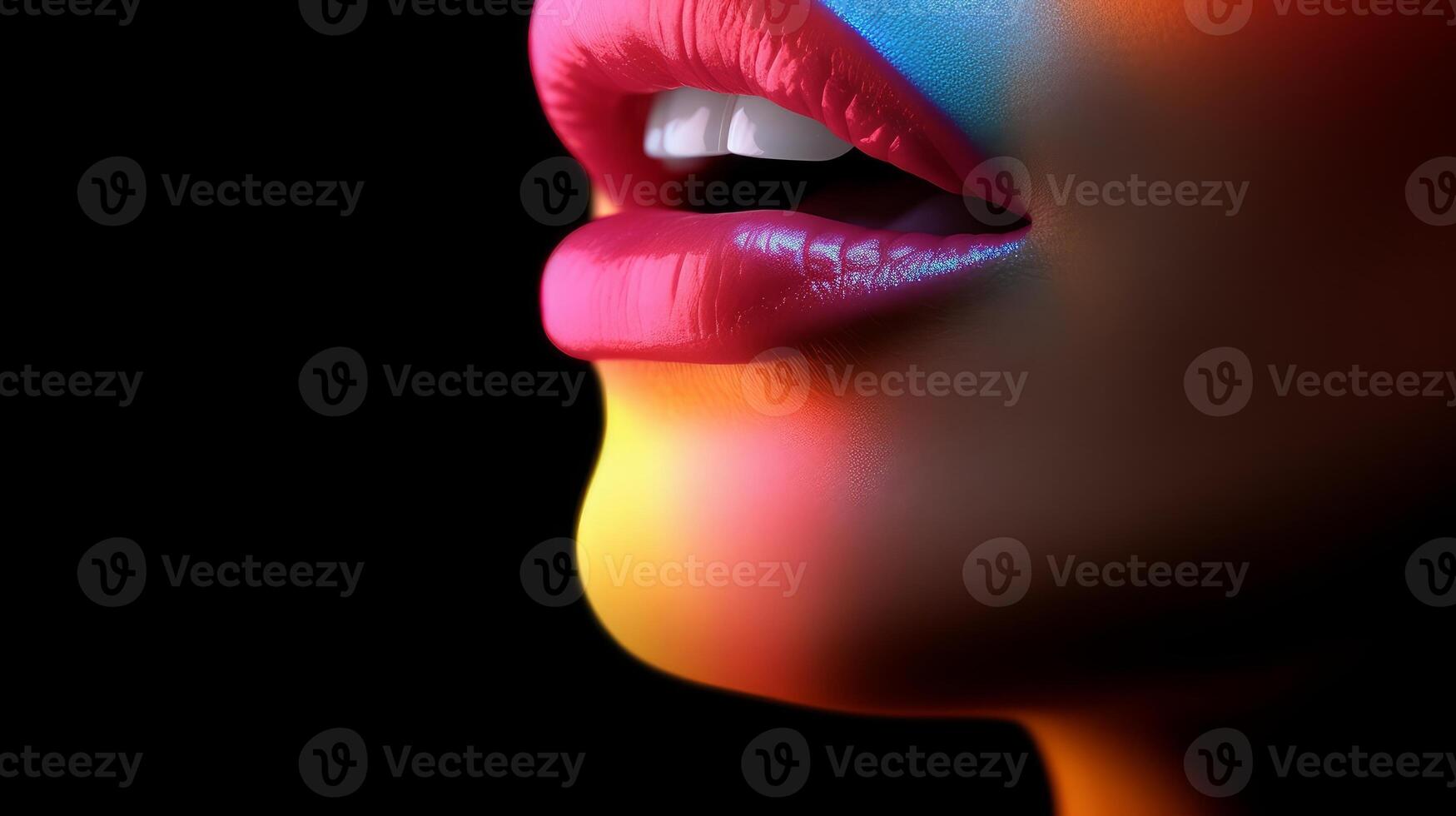 Minimalist silhouette of female lips. . photo