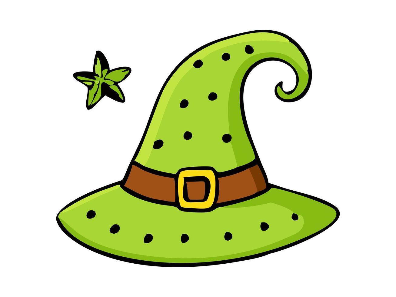Witch hat isolated on a white background. Hand drawn Wizard pointed hat. Concept of Halloween, Magic, Wizard Accessory, Fantasy Icon, Festive Design. Print, design element vector