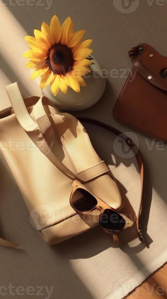 A stylish bag with a trend and an attractive background. . photo