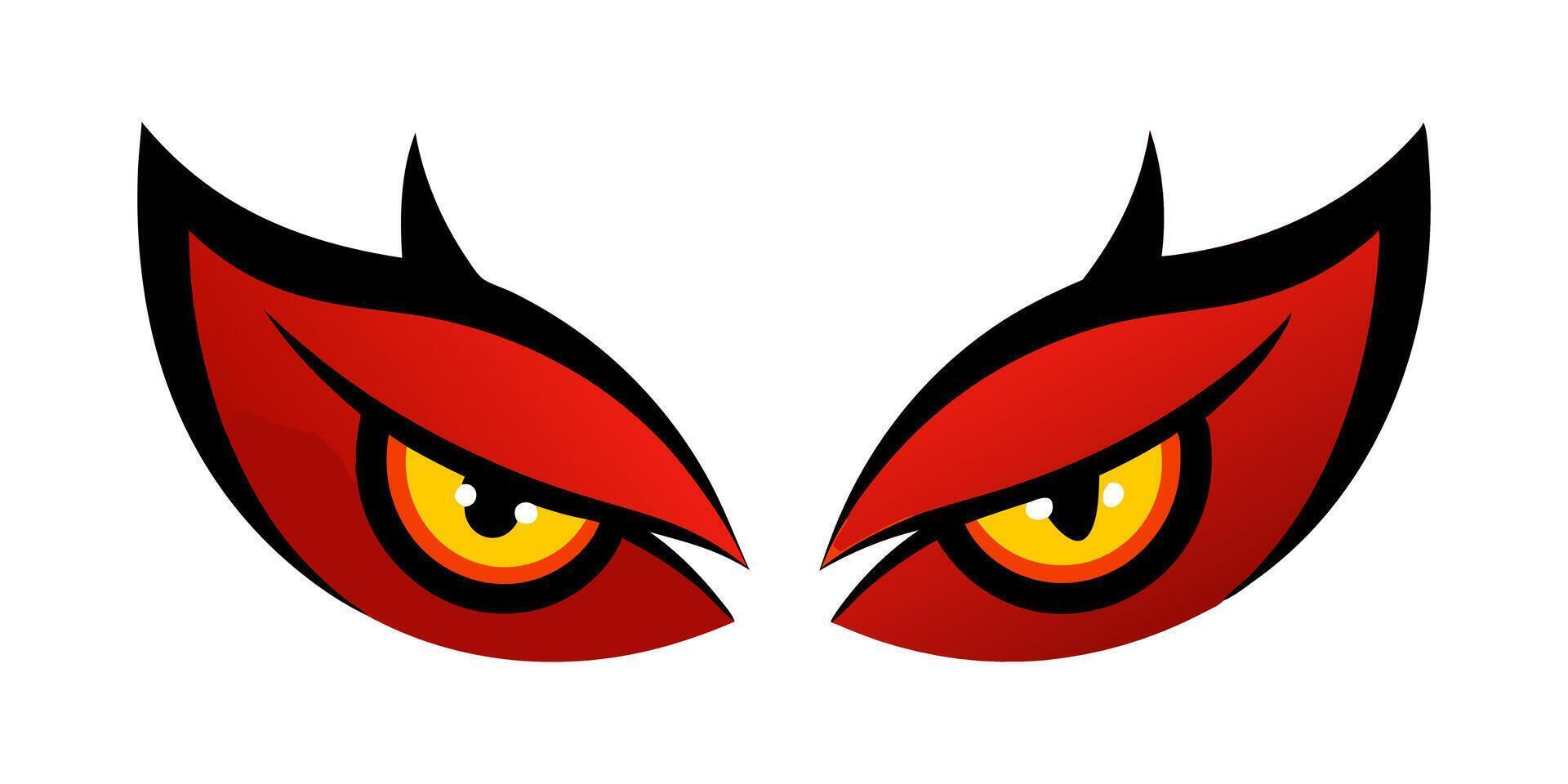 Red and Black Cartoon Demonic Eyes Isolated on White Background. Concept of Demon Character Design, Striking Visual, Eye Illustration, Bold Graphic Style, Halloween, horror, devil vector