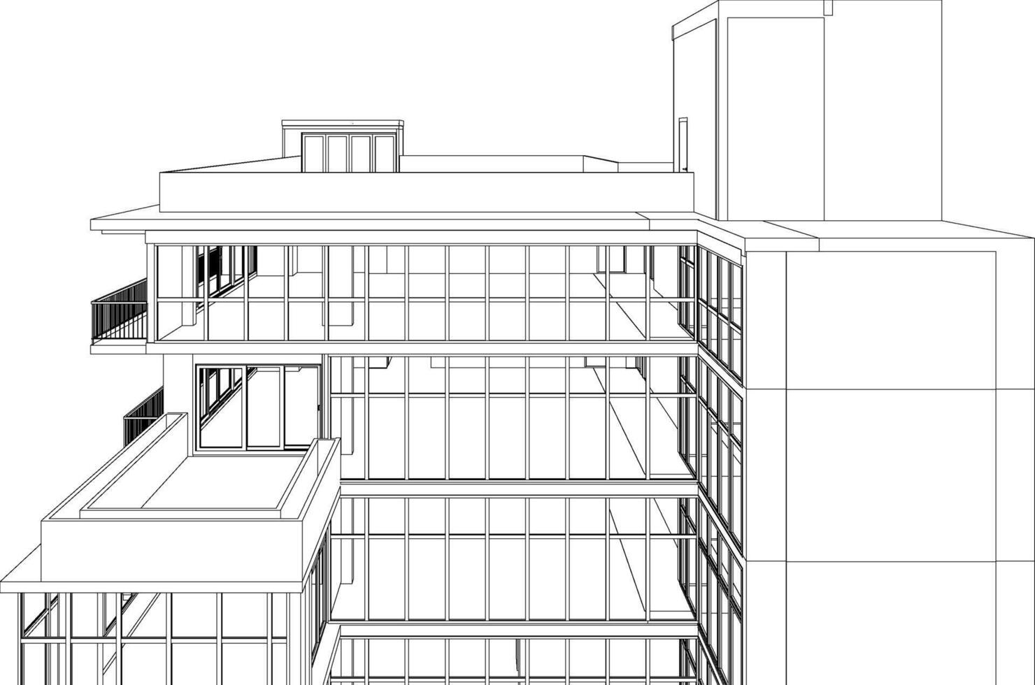 3D illustration of building project vector