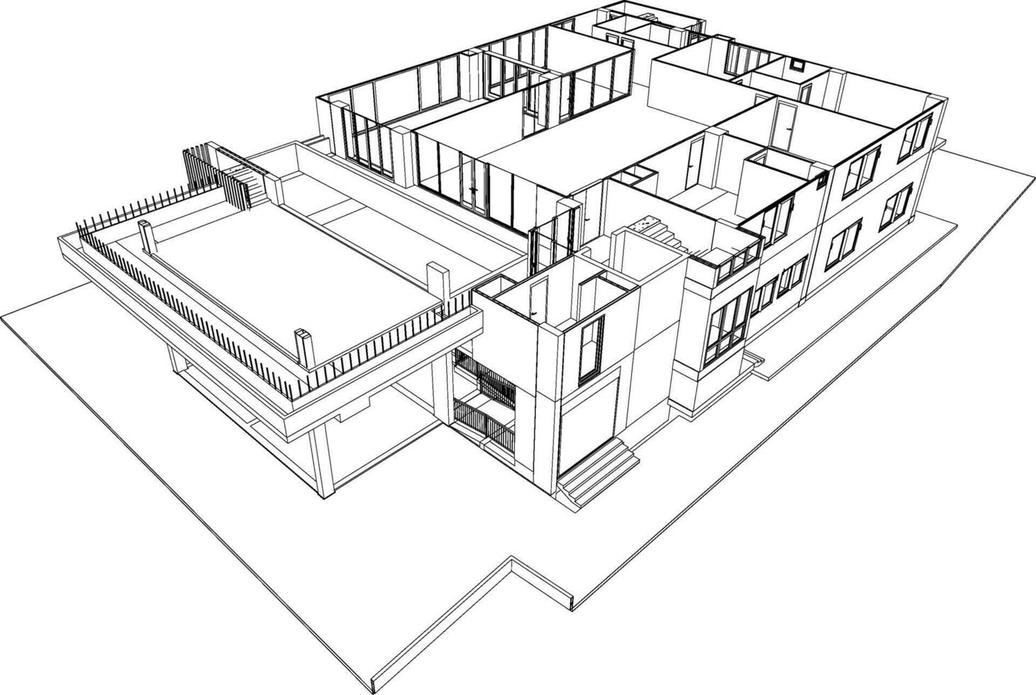 3D illustration of building project vector