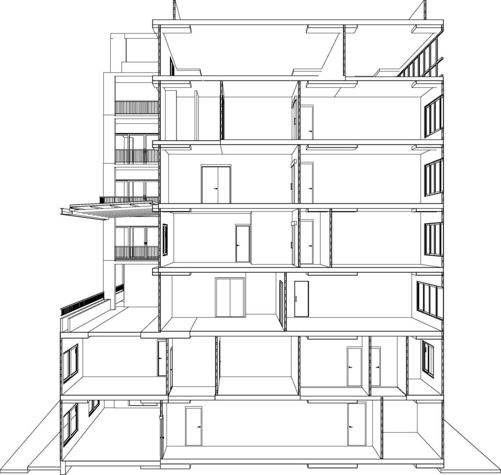 3D illustration of building project vector