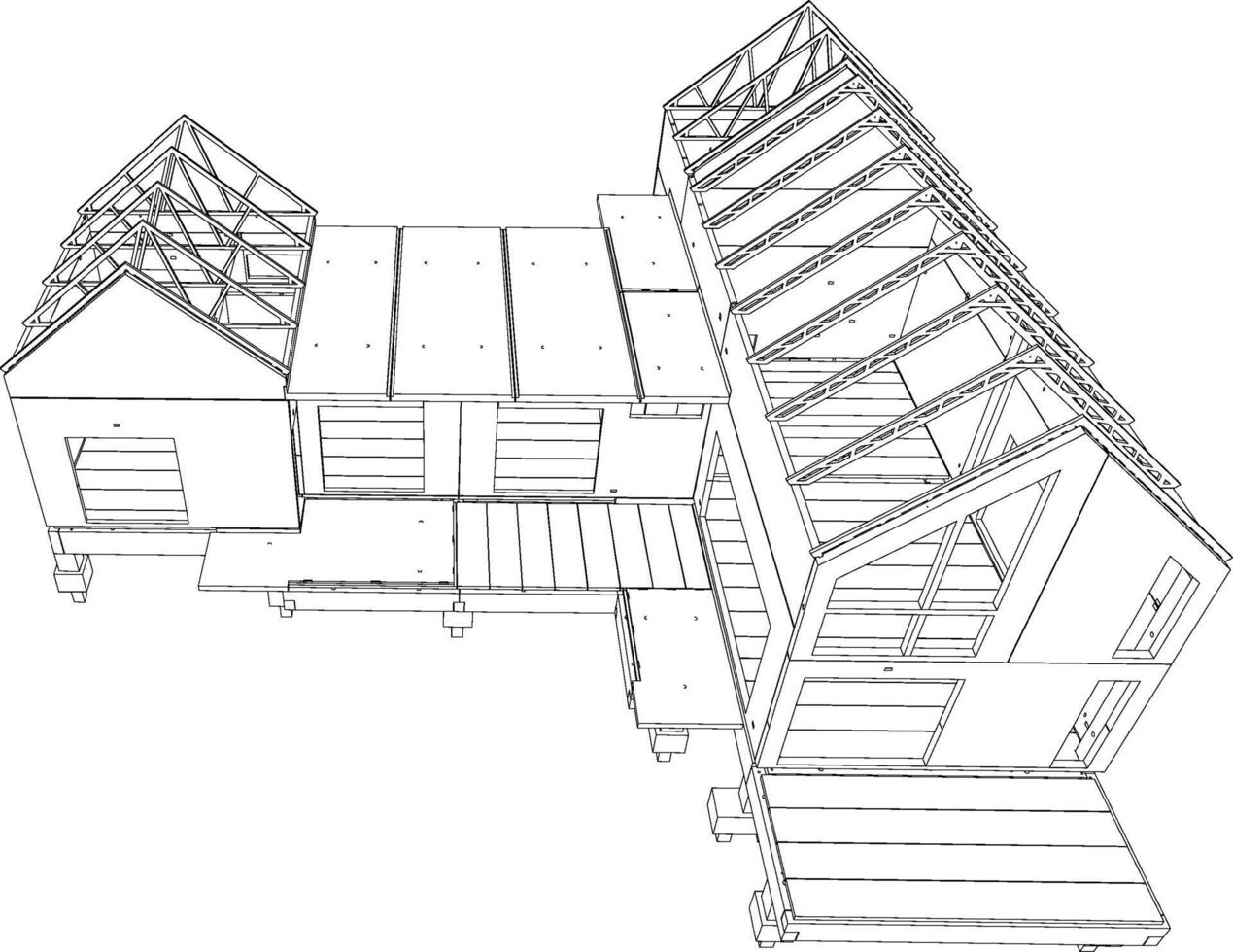 3D illustration of building structure vector