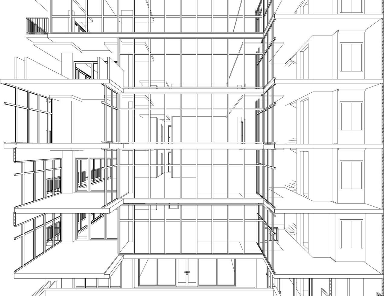3D illustration of building project vector
