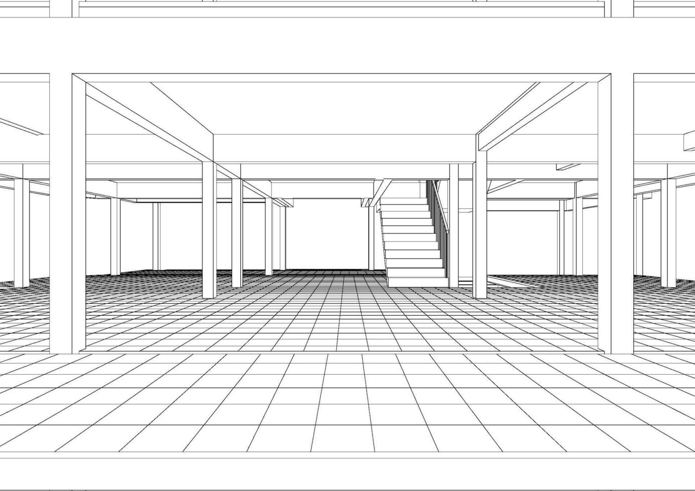 3D illustration of building project vector