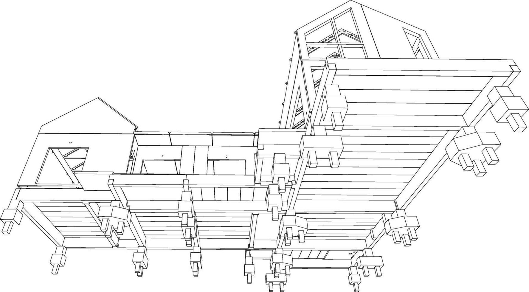3D illustration of building structure vector