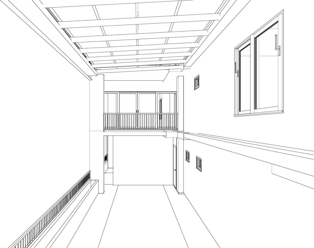 3D illustration of building project vector