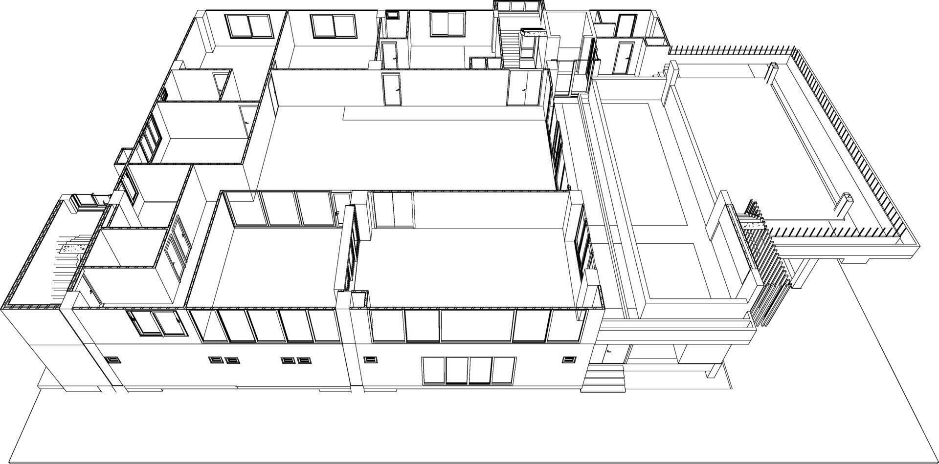 3D illustration of building project vector