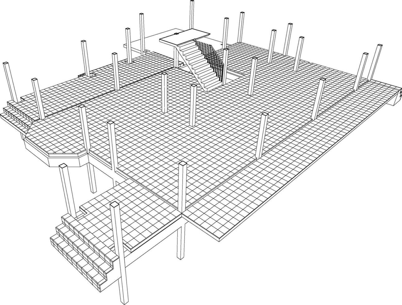 3D illustration of building project vector