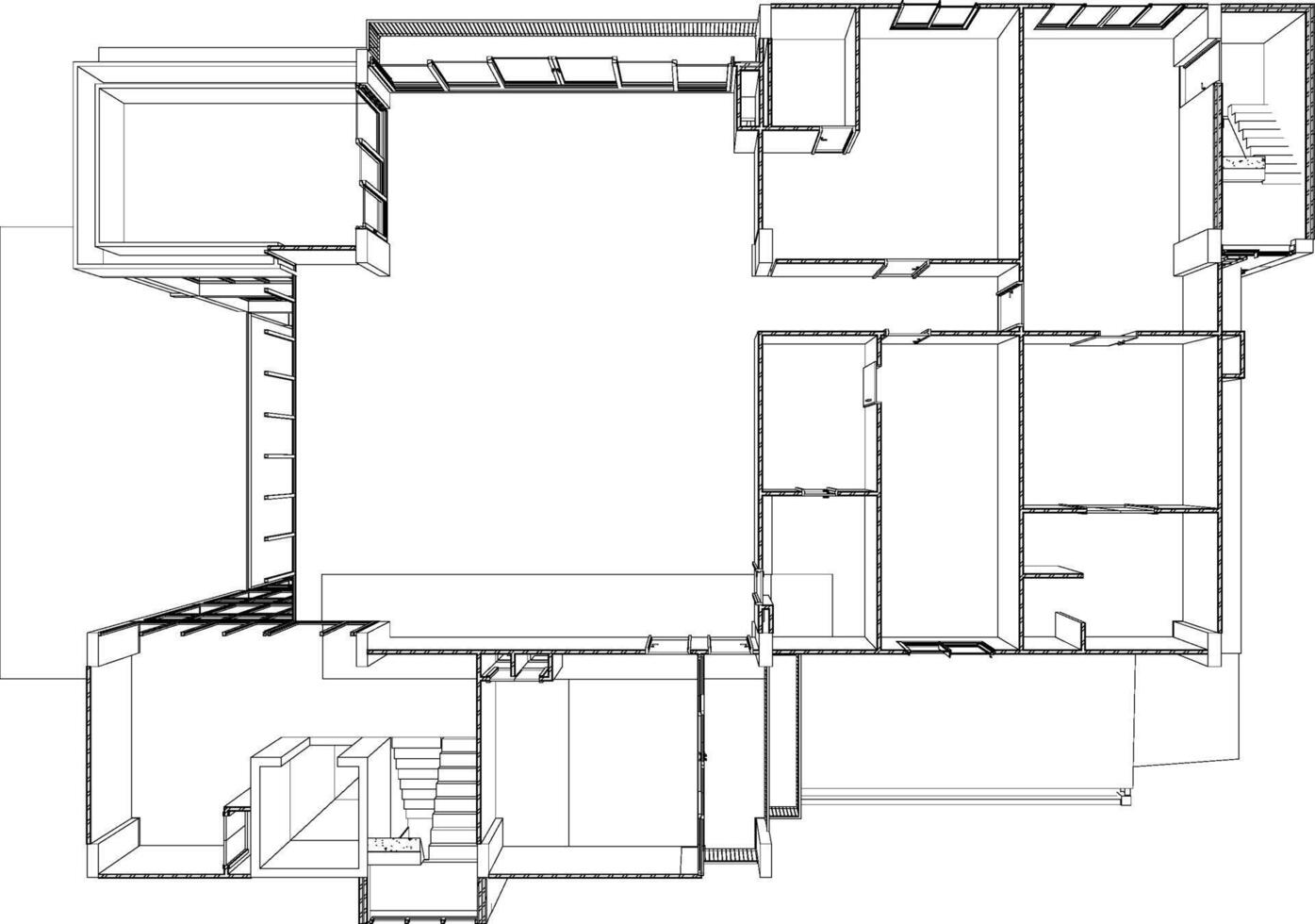 3D illustration of building project vector