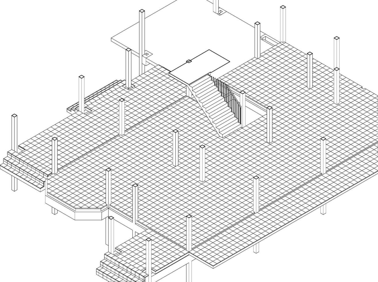 3D illustration of building project vector