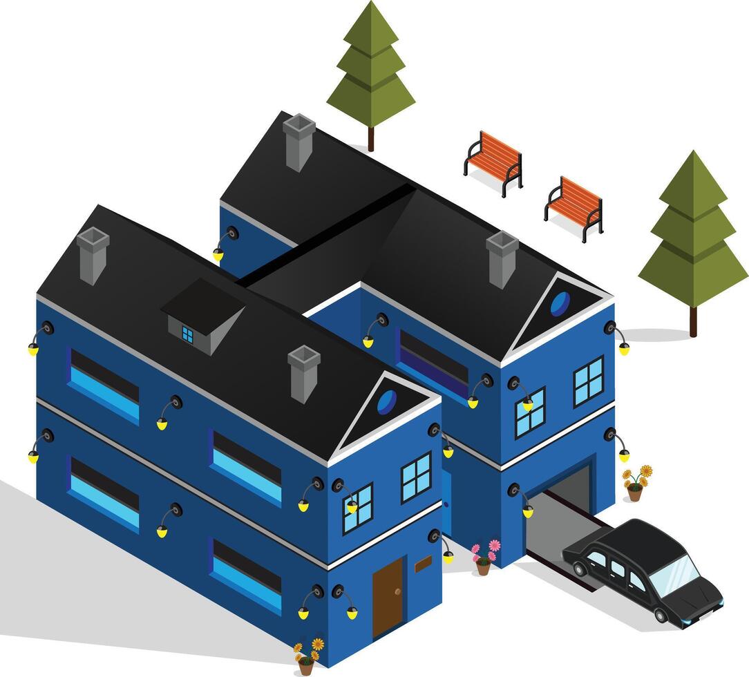 Double Building House vector