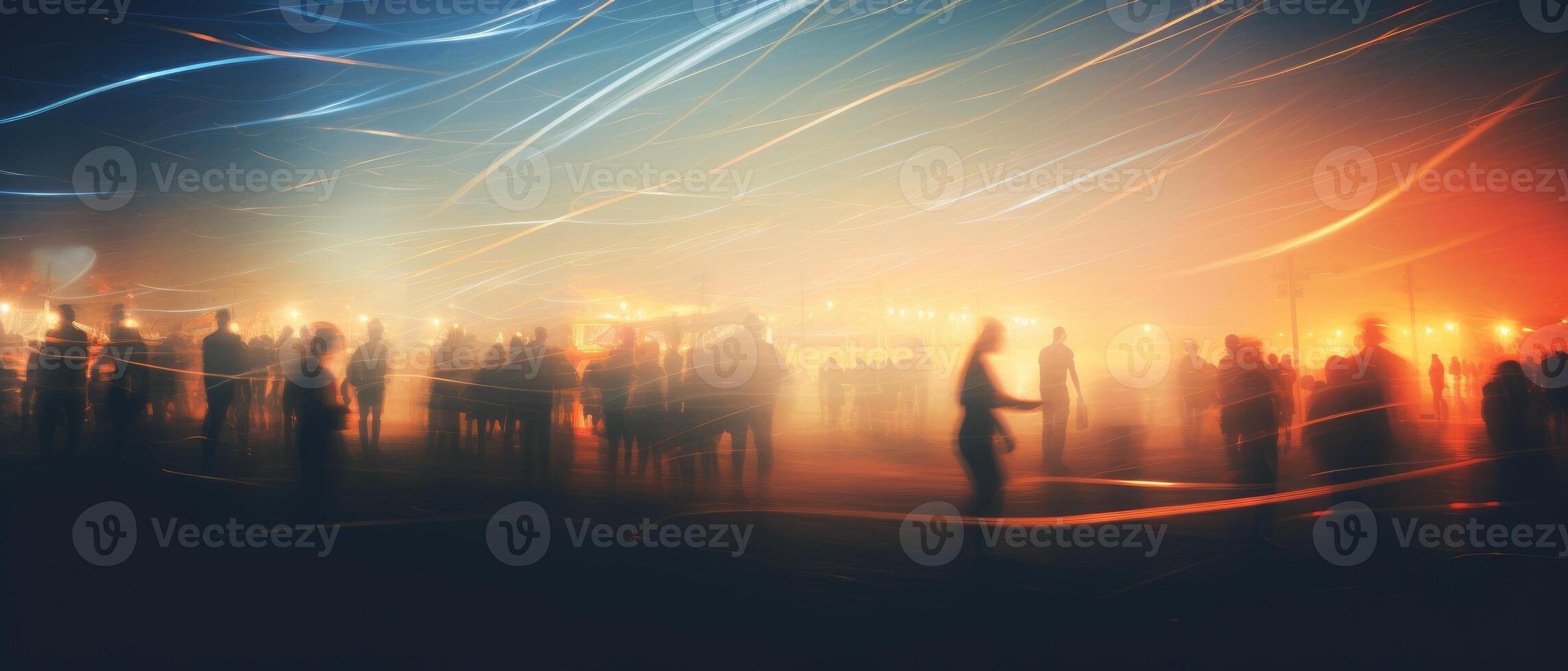 Blurred atmosphere of a beach party. . photo