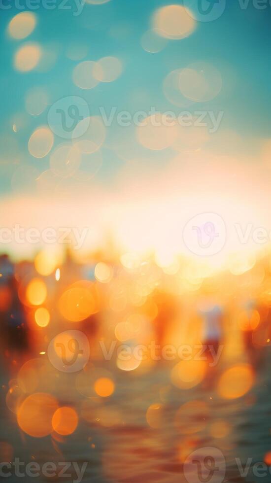 Blurred atmosphere of a beach party. . photo