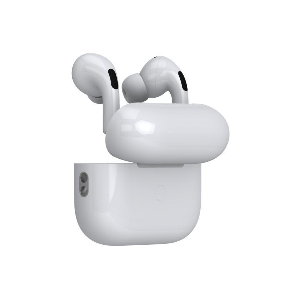 White earbuds in transparent background mockup png