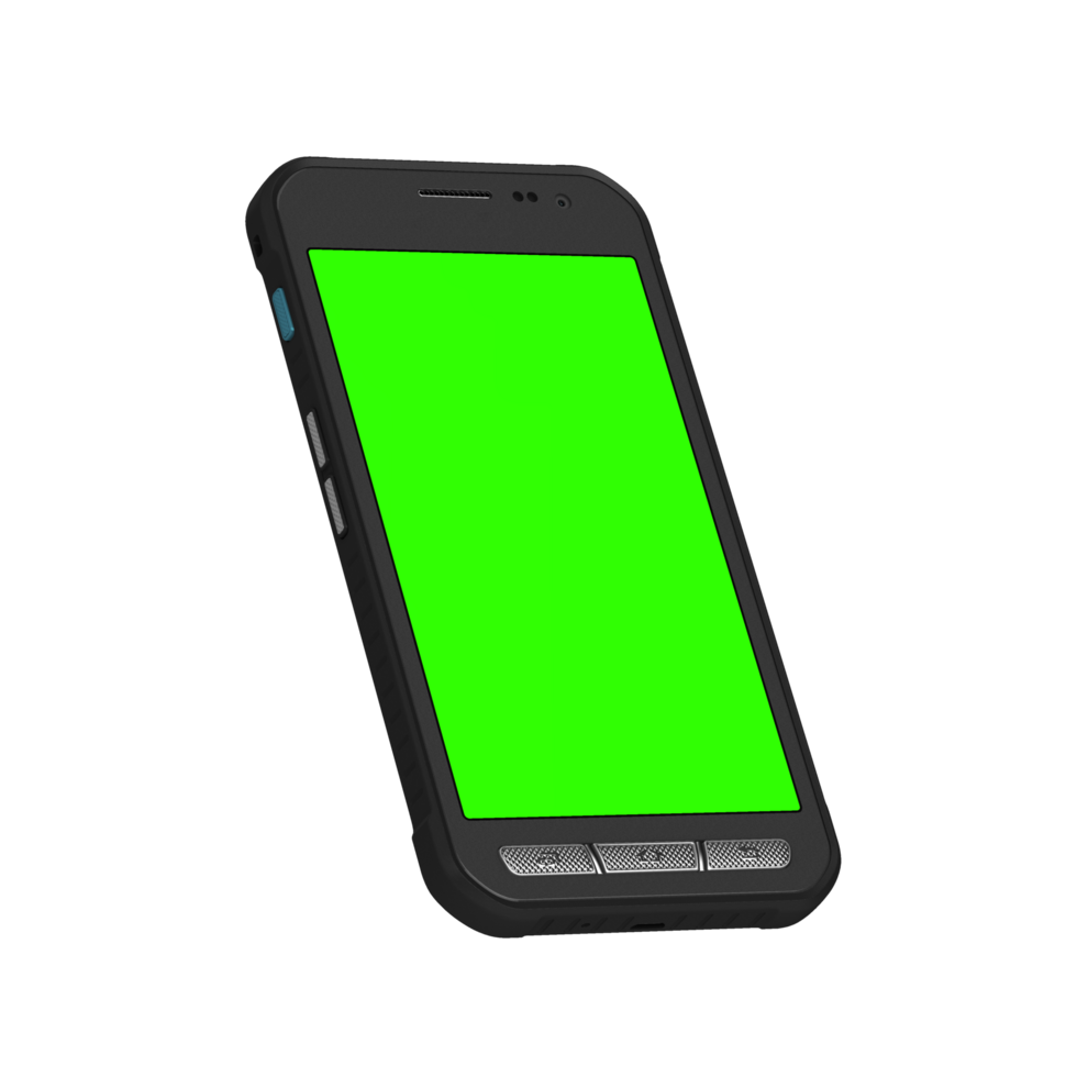 Stylish old phone leaned right view greenscreen png