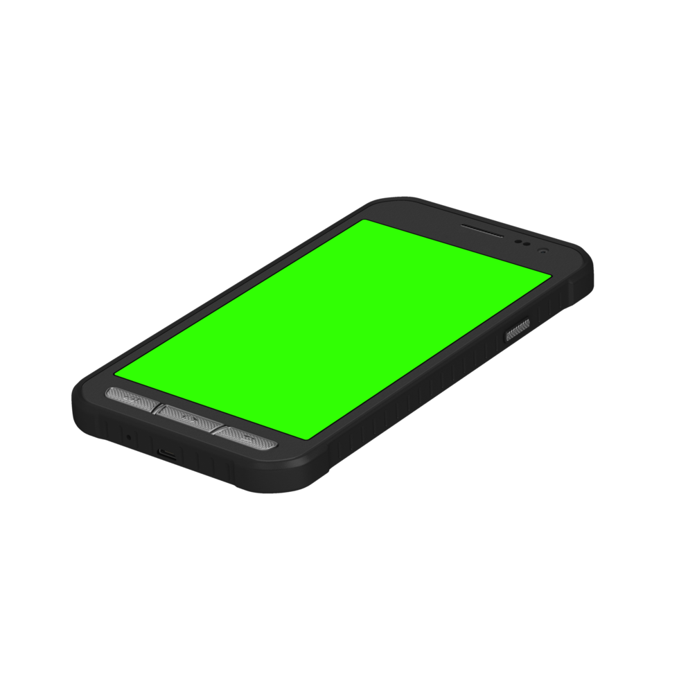 Stylish old phone front view 3D mockup greenscreen png