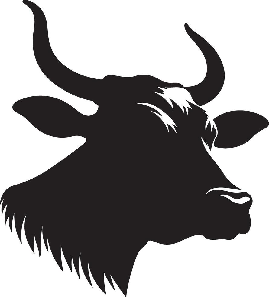 Cow head silhouette Angry Cow Face white background vector
