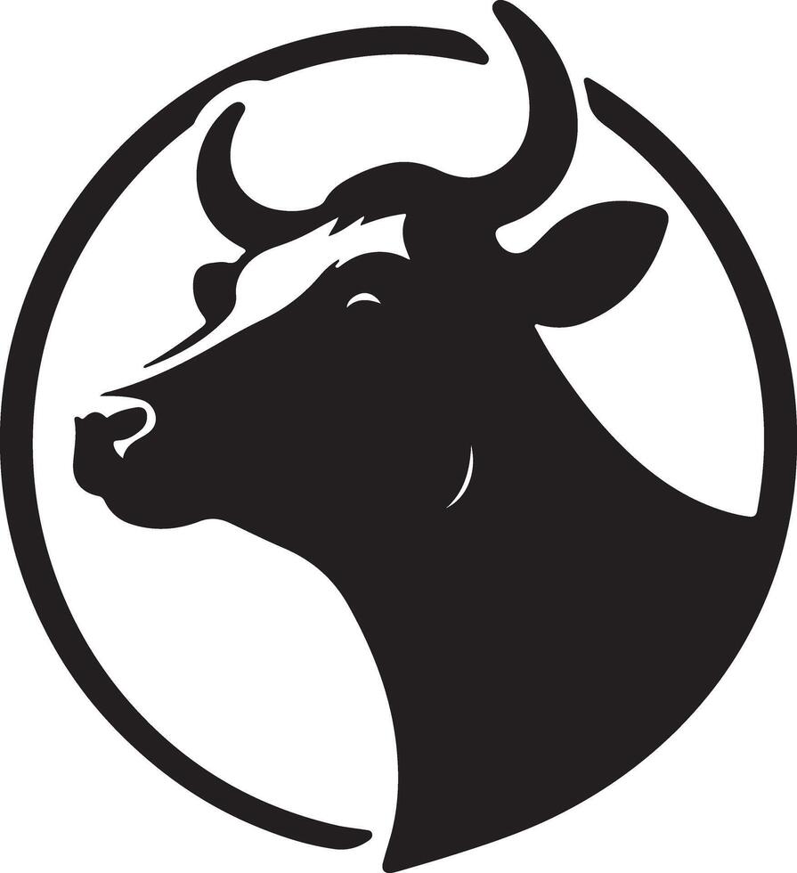Cow head silhouette Angry Cow Face white background vector