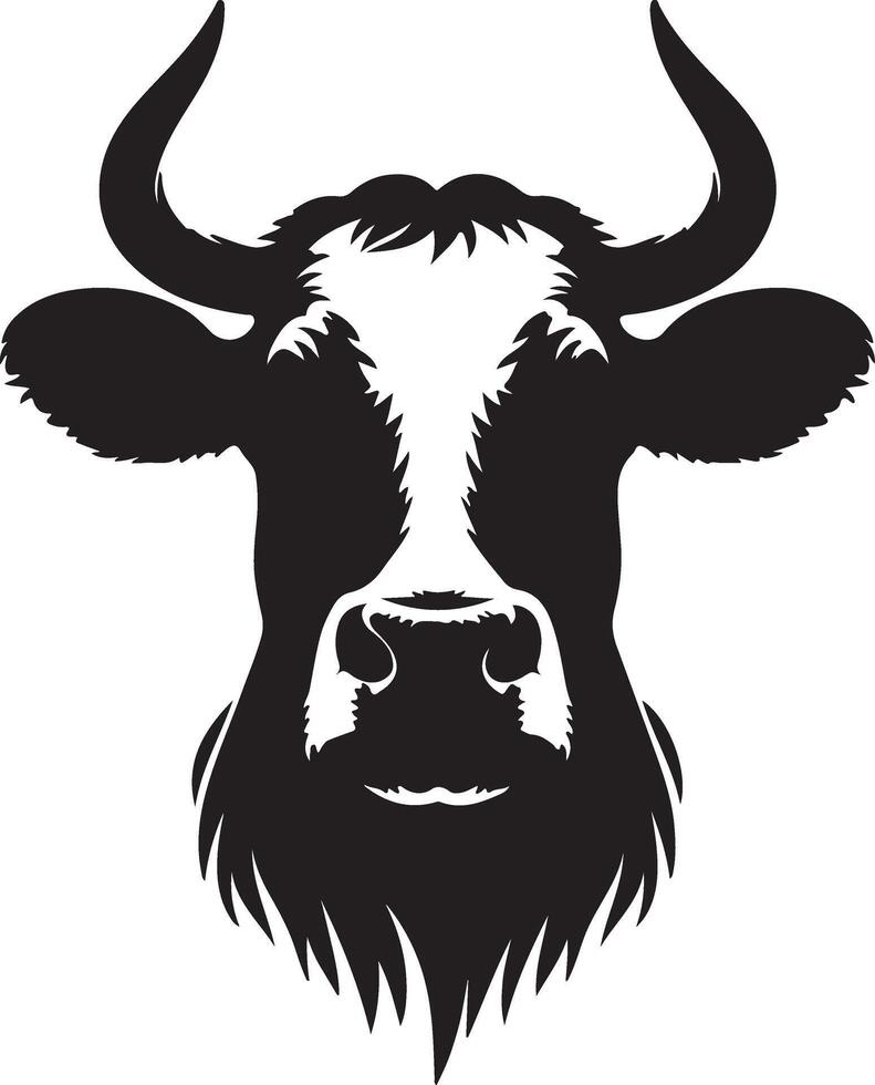 Cow head silhouette Angry Cow Face white background vector