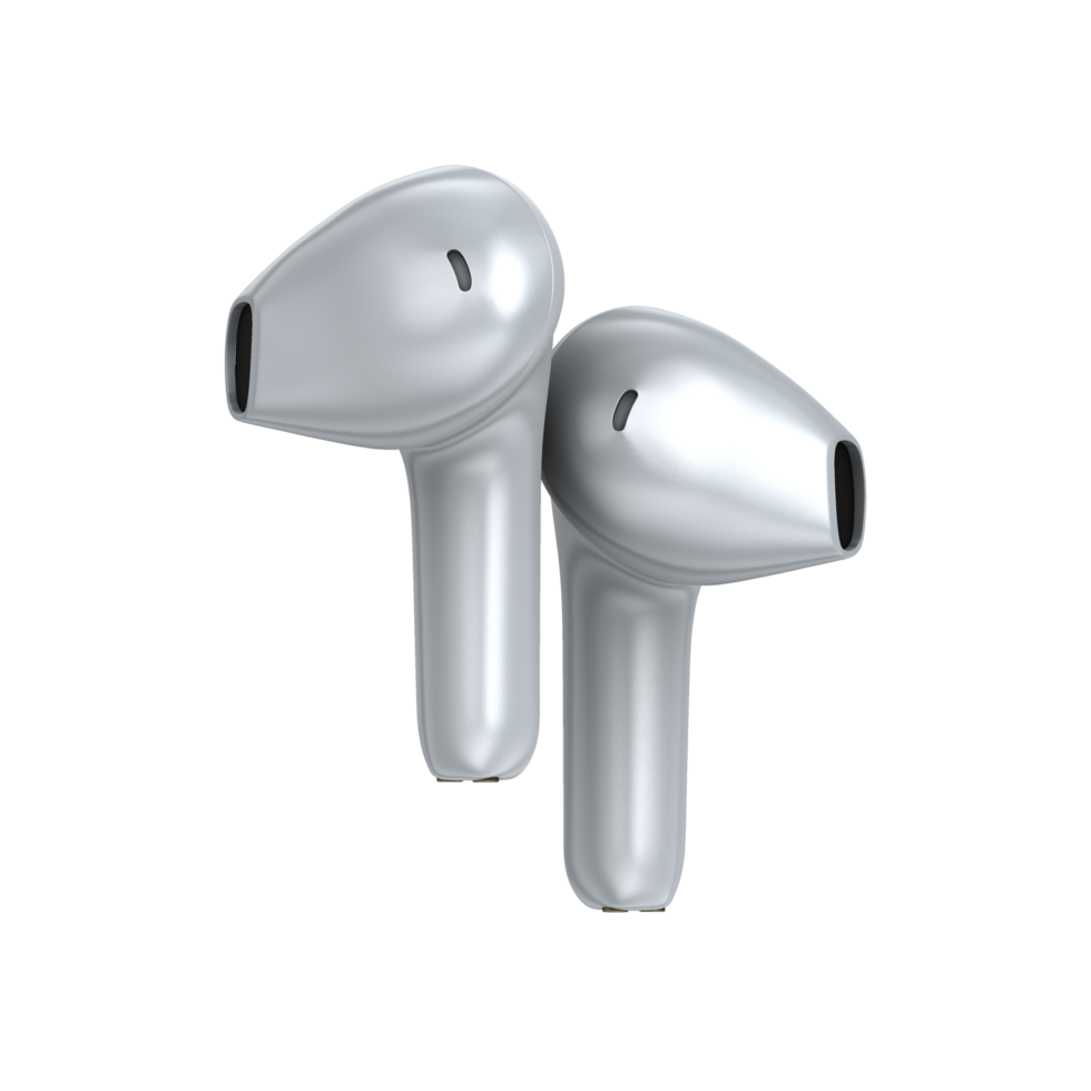 White stylish earbuds mockup in transparent background front view png