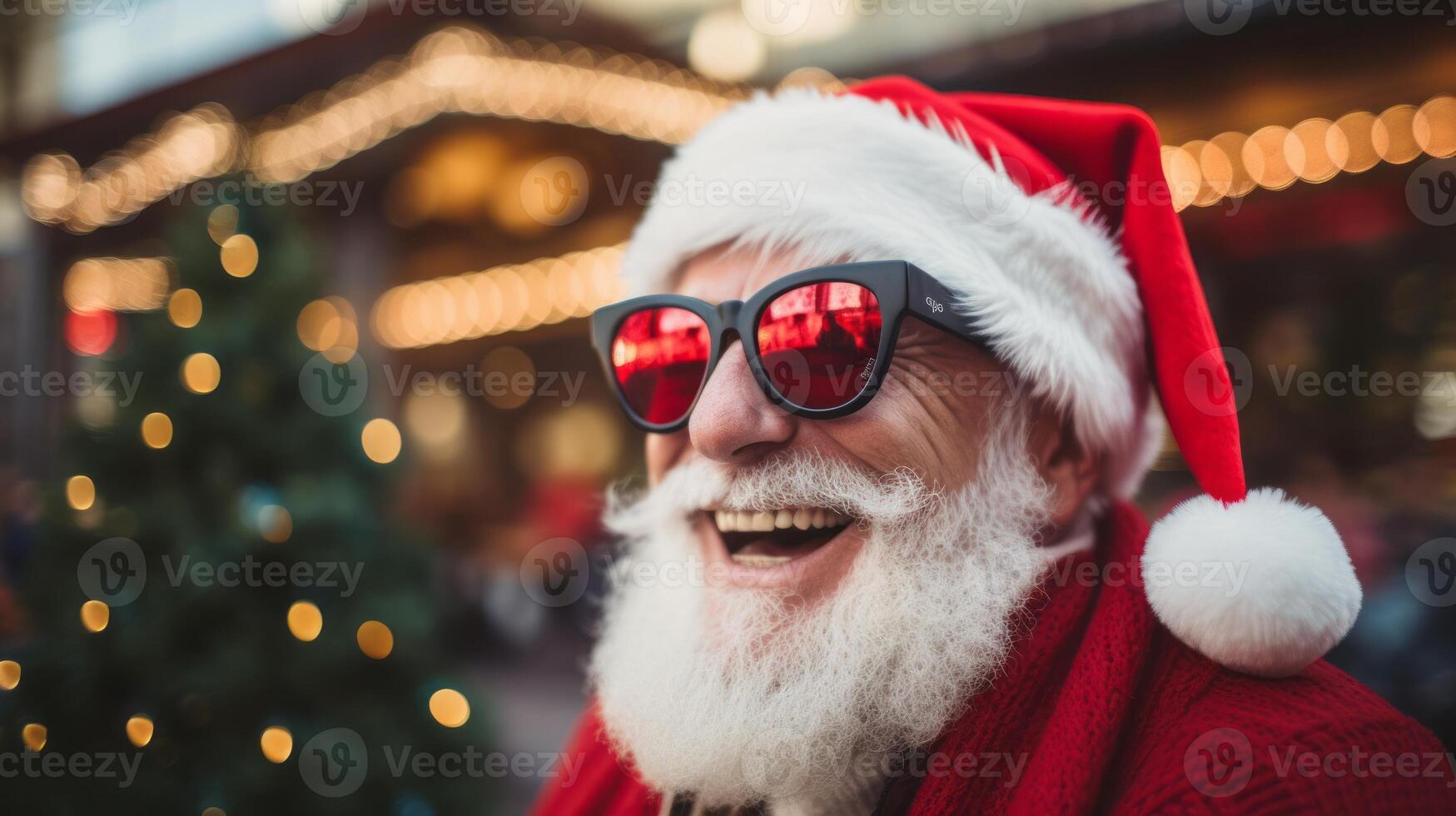 Elderly Couple by Christmas Tree . photo