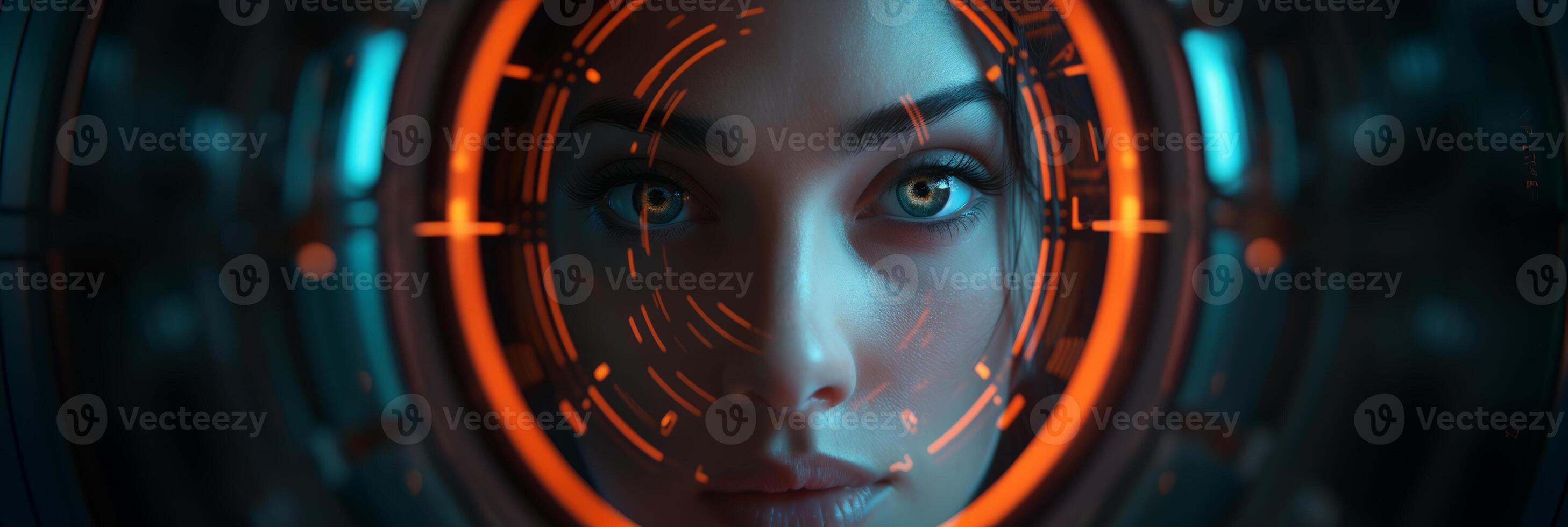 Portrait of a woman in a spaceship. . photo