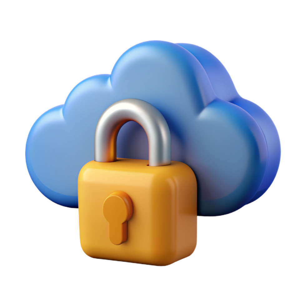 Cloud with Padlock 3d Concept png