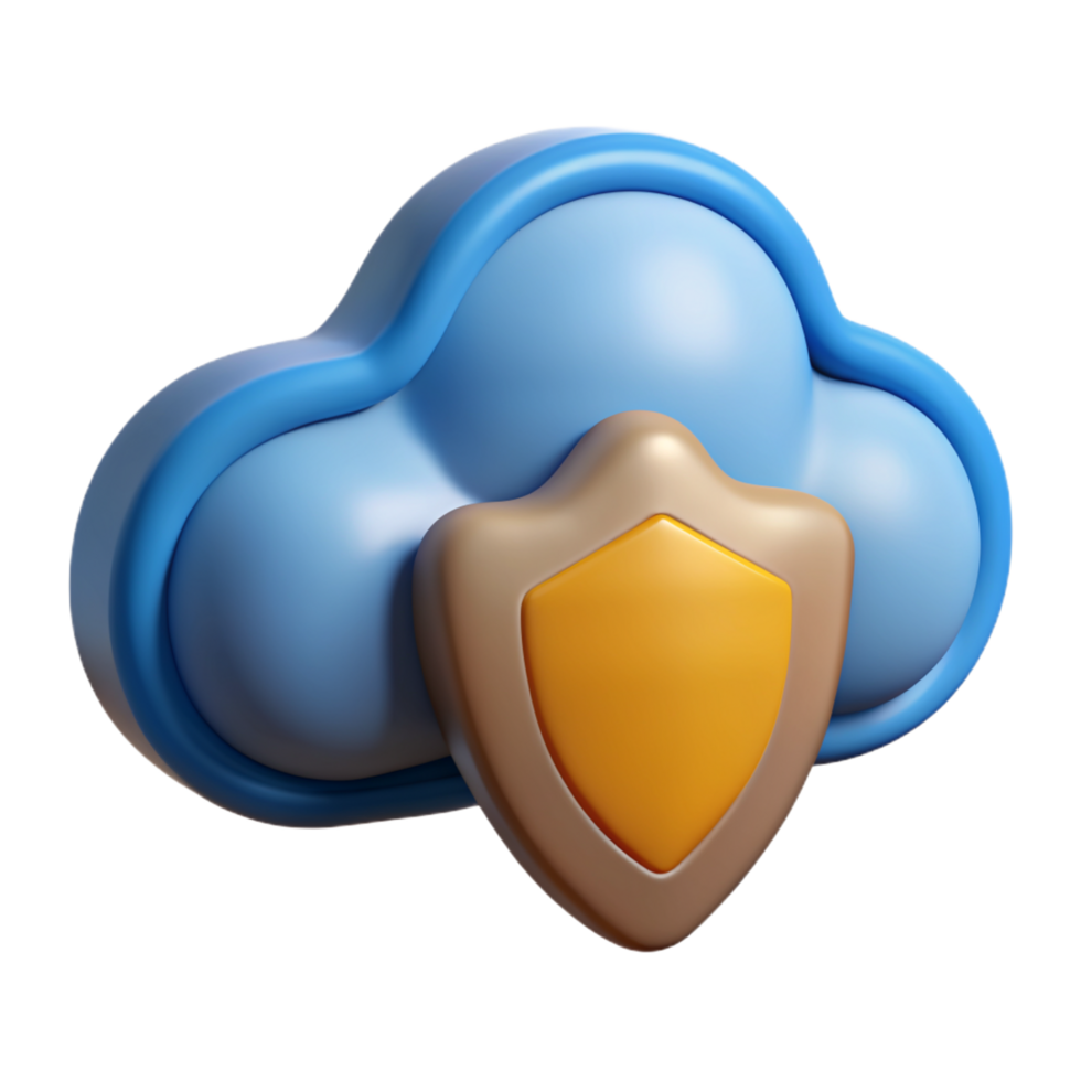 Cloud with Shield 3d Image png