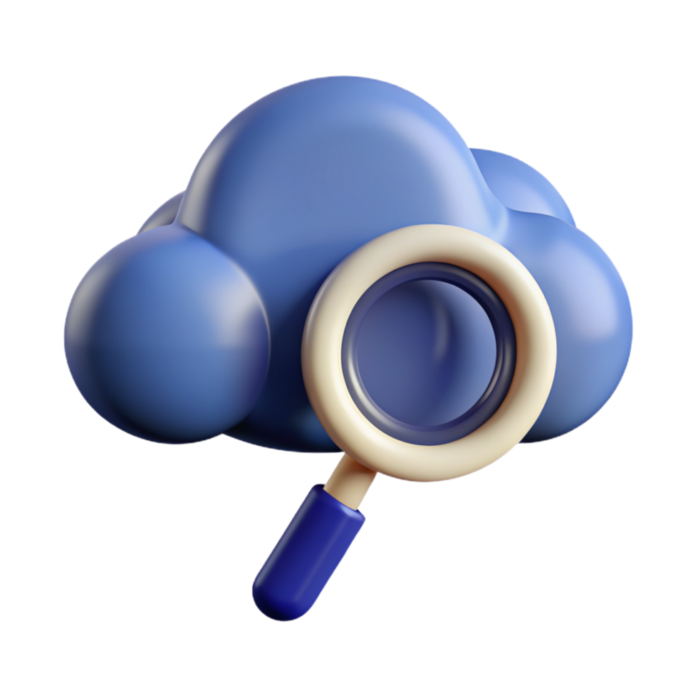 Cloud and Magnifier 3d Concept png