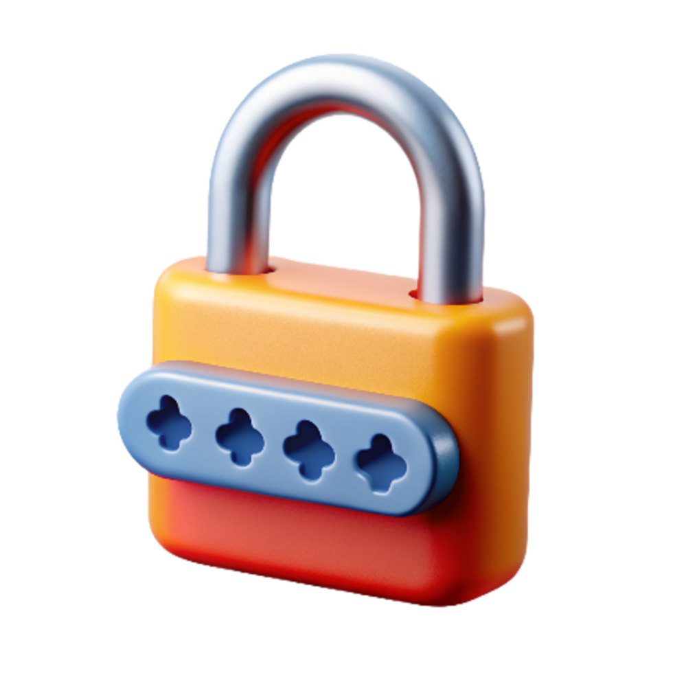 Padlock with Password 3d Concept png