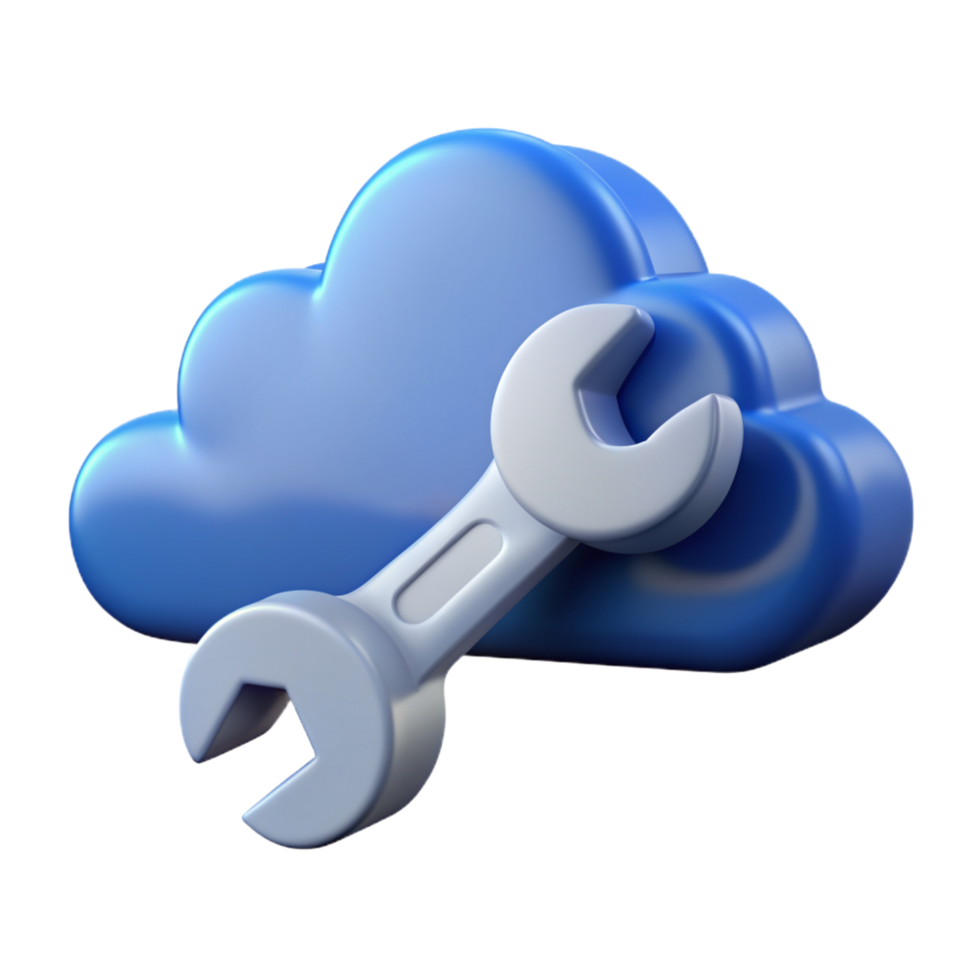 Cloud with Wrench 3d Concept png