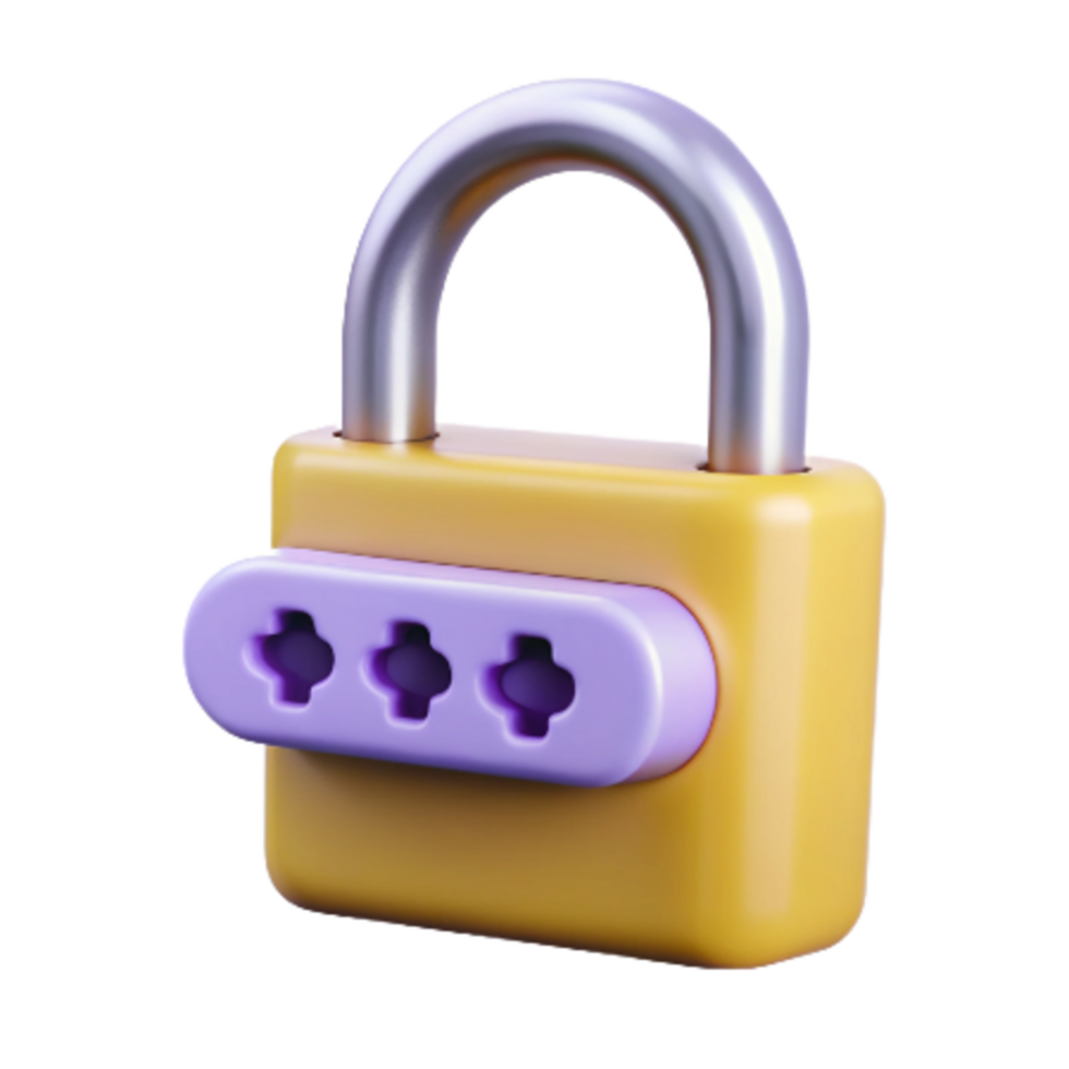 Padlock with Password 3d Image png