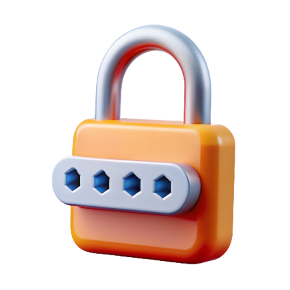 Padlock with Password 3d Render png