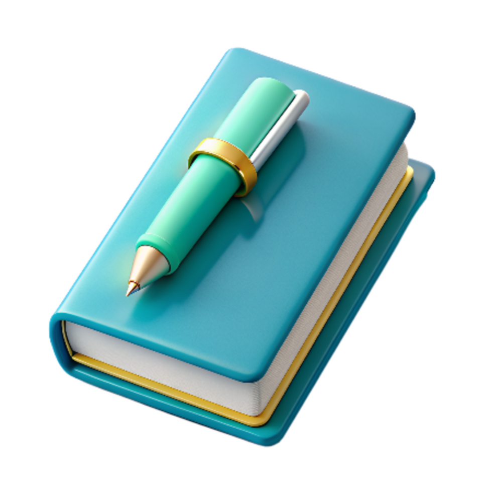 Book with Pen 3d Graphic png