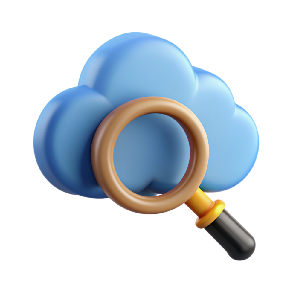 Cloud and Magnifier 3d Image png