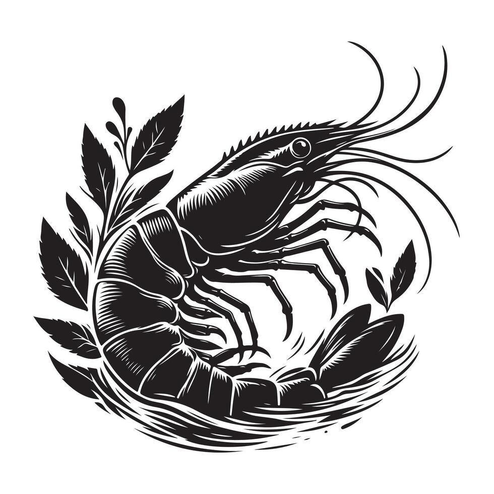 Prawns vectors silhouette