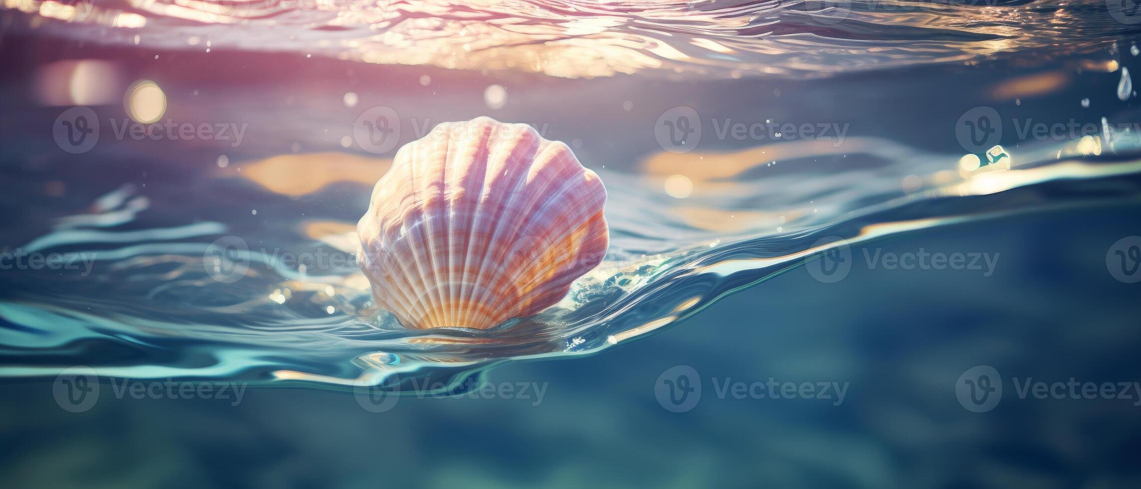 Sea shell in water. . photo